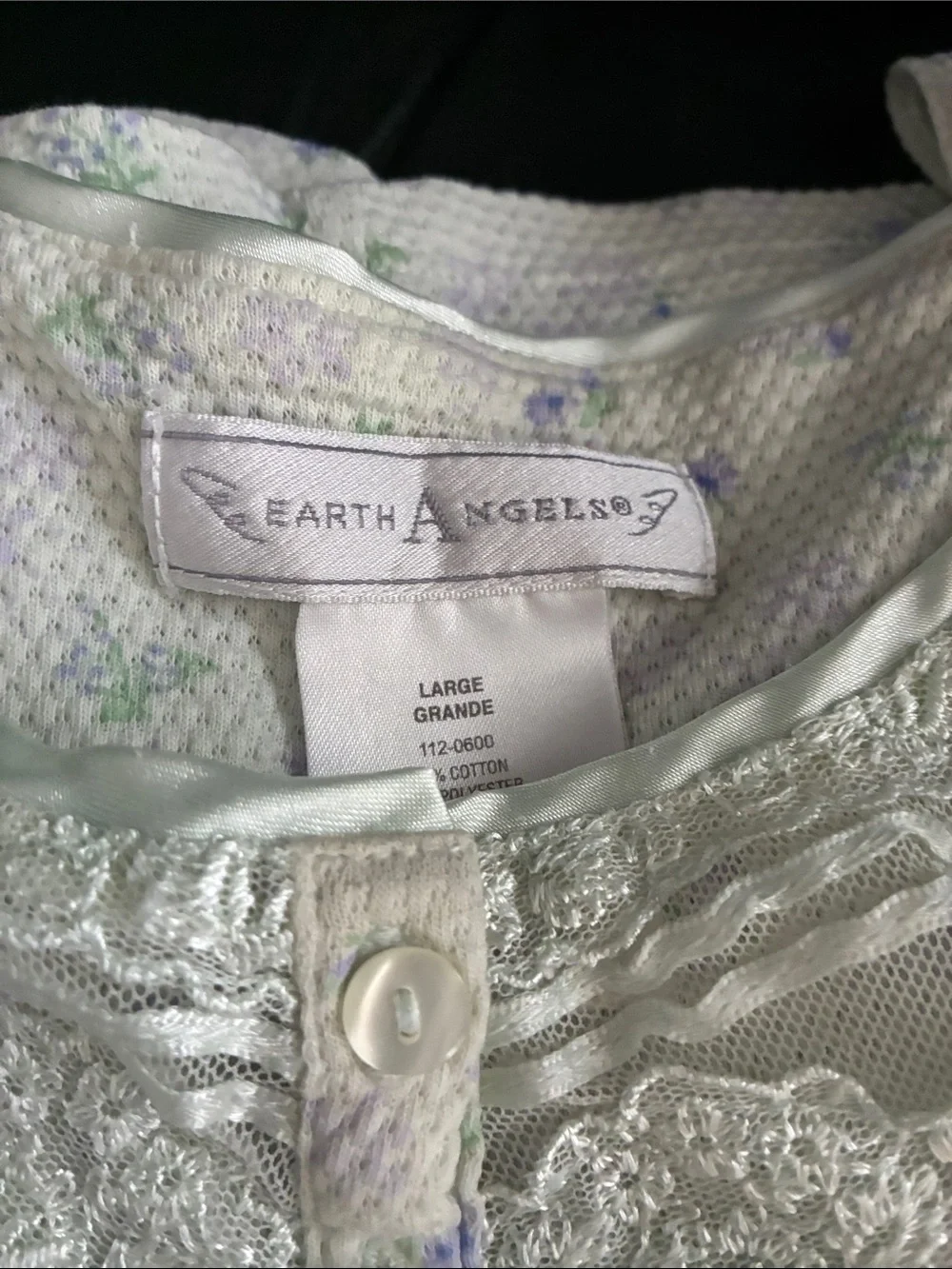 Earth Angels Lace-Trim Nightgown in Pale Lavender and Mint - Picture 3 of 5